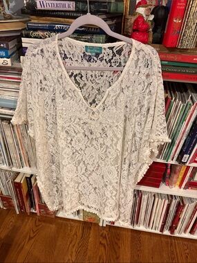 Crochet Lace V-Neck Swim Coverup